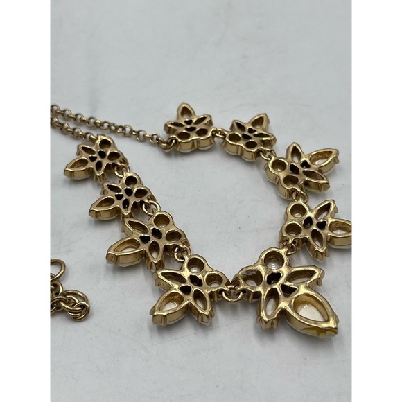 * J. Crew Opaque Faceted White Prong Set Rhinestone Gold Tone Necklace - Picture 11 of 12